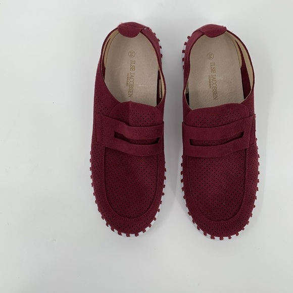 Ilse Jacobsen Tulipu penny loafer shoe red wine white platform comfort 36 6 - Picture 5 of 6